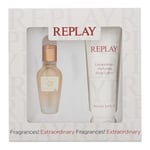 REPLAY JEANS ORIGINAL FOR HER GIFT SET 20ML EDT SPRAY + 100ML BODY LOTION - UK