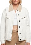 Urban Classics Women's Ladies Oversized Sherpa Denim Jacket, White raw, XS