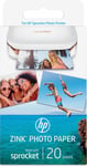 HP Sprocket Plus fotopapir – 20 ark med klebrig bakside 5 x 7,6 cm (2 x 3 tommer)