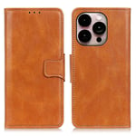 IPhone 14 Pro Max Crazy Horse Texture PU Leather Etui - Brun