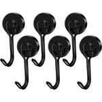 6-pack Magnetiska Krokar, 40 LBS Neodymium Magnetkrokar Stark Magnetiska Krokar Kryssning, Svarta Svängbara Magneter med Krokar för Kylskåp