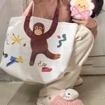 Shopping Bag Monkey Shoulder Bag Canvas Student Handbags  Vocation