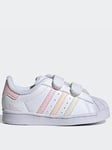 adidas Originals Infant Girls Superstar Trainers - White/Pink, White/Pink, Size 9 Younger