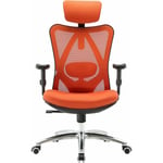 Jamais utilisé] Chaise de bureau sihoo Chaise de bureau, ergonomique, charge max. 150kg sans repose-pieds, orange - orange