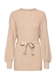 Viril O-Neck L/S Belt Long Knit Top Beige Vila