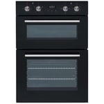 SIA Double Built In Electric Oven & 5 Burner Gas Glass Hob With Enamel Supports