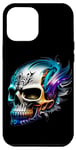 Coque pour iPhone 15 Pro Max Titane Crâne Punk Rock Flamme Gothique Métal