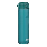 Ion8 1 Litre Water Bottle, Leak Proof, Flip Lid, Carry Handle, Rapid Liquid Flow, Dishwasher Safe, BPA Free, Soft Touch Contoured Grip, Ideal for Sports and Gym, Carbon Neutral Recyclon, Aqua Blue