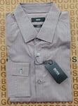 New Hugo BOSS mens brown stretch slim casual smart suit striped jean shirt LARGE