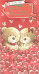 FIANCE VALENTINE'S DAY CARD - Valentines Bears in pool of hearts Design