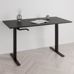 Höj och sänkbart skrivbord, vev, svart stativ, svart bordsskiva 180x80cm