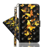 IMEIKONST Moto G7 Play Case Cool Animal PU Leather 3D Effect Shell Magnetic Clasp Shockproof Durable bookstyle Card Holder Stand Flip Cover for Motorola Moto G7 Play Golden Butterfly YX