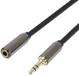PremiumCord Extension HQ Jack Cable 3.5 mm, Jack Plug 3.5 mm, Stereo Jack Male to Female, Aux Headset Audio Extension Cable, Shielded, Metal Connector, M/F, Length 5 m