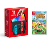 Nintendo Switch OLED Neon & Animal Crossing: New Horizons Bundle, Red,Blue