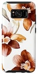 Coque pour Galaxy S8 Orchidée florale marron pastel