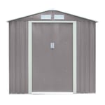 6 x 4 Double Door Metal Apex Shed (Light Grey)