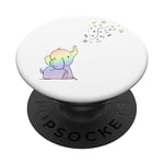 Elephant Heart Confetti Blue Rainbow PopSockets PopGrip: Swappable Grip for Phones & Tablets