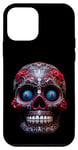 Coque pour iPhone 12 mini Crâne en sucre Jour des morts Crâne Rouge et Noir Art