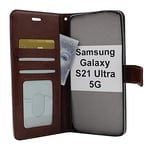Crazy Horse Wallet Samsung Galaxy S21 Ultra 5G (G998B) (Brun)