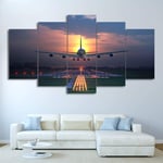 WENXIUF 5 Panel Wall Art Pictures Airplane ready to take off,Prints On Canvas 100x55cm Wooden Frame Ready To Hang The Animal Photo For Home Modern Decoration Wall Pictures Living Room Print Decor