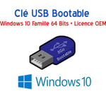 Clé USB 8Go Bootable Windows 10 Famille 64 Bits + Licence OEM activation