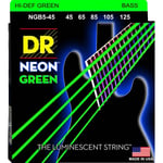 DR Strings NGB5-45 Hi-Def Neon Green 5-strängad bassträngar, 045-105