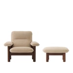 Audo Copenhagen - Brasilia Lounge Chair & Ottoman - Walnut/Boucle 02 - Sittpuffar