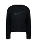Nike Dri-Fit Oversized Long Sleeve Crew Neck Black Womens Sweatshirt CU5507 010 Cotton - Size X-Small