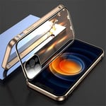 Double-Sided Buckle Magnetic Clear Case for iPhone Shockproof, Touch Sensitive Anti-Scratch 360° Full Body Protection Cover，For iPhone X/XS|Gold
