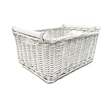 Kitchen Log Fireplace Wicker Storage Basket With Handles Xmas Empty Hamper Basket White,Medium 38 x 30 x 18 cm