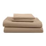 MARTEX T225 Bed Sheet Set - Brushed Cotton Blend, Super Soft Finish, Wrinkle Resistant, Quick Drying, Bedroom, Guest Room - 3-Piece Twin Set, Khaki