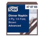 Tork Serviette Dinner marron, pliage 1/4 2 plis, 40 cm x 39 cm, 150 serviettes, 478765