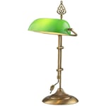 Cotecosy - Lampe à poser style vintage Grissom H56cm Métal Or et Verre Vert - Vert