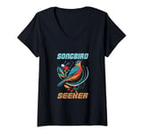 Womens Songbird Seeker Bird Watcher Enthusiast Design V-Neck T-Shirt