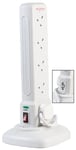 PRO ELEC - 10 Way Surge Protected Switched Tower Extension Lead with USB, White