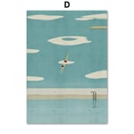 FENGJIAREN Picture Printing On Canvas,Abstract Cartoon Swimming Man Nordic Poster Home Wall Art Decoration Decorative Paintings For Living Room Bedroom Restaurant Porch Walkway