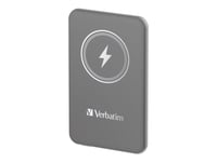 Verbatim Charge 'N' Go - Trådlös Powerbank - Magnetfäste - Li-Pol - 5000 Mah - 20 Watt - 2.4 A - Apple Fast Charge, Pd 3.0, Qc 3.0, Apple 2.4A, Usb Bc 1.2 (24 Pin Usb-C) - Grå