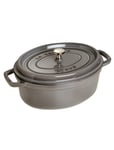 La Cocotte - Round Cast Iron Home Kitchen Pots & Pans Casserole Dishes Grey STAUB