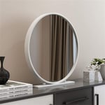 Makeup Vanity Mirror,Round Wall Makeup Mirror,Tabletop Large Vanity Mirror for Dressing Table, Non-Magnifying Round Metal Framed Iron Art,White,60cm
