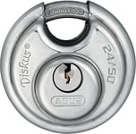 ABUS Diskus padlock 24IB/50 made of stainless steel - with 360° all-round protection - for protection against severe weather conditions - 20317 - ABUS security level 7 - silver/blue