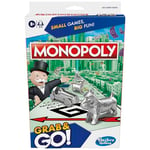 Monopoly Grab and Go Game, Portable Game for 2-4 Players, Travel Game for Kids