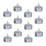 NUOBESTY 12pcs LED Tea Lights Flameless Tealights Candles with Flickering Warm White Light Battery Operated Tea Lights Bulk for New Year Wedding Valentines Day Decorations Silver