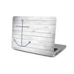 Skin för Macbook Pro 13.3-tum - Blått ankare med vitt trämönster