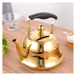 Srfghjs Electric Kettle 304 stainless steel creative whistle kettle gas induction cooker kettle household gas kettle (Capacity : 2L, Color : Gold)