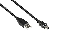 Good Connections Câble de raccordement USB 2.0 mâle A vers fiche Mini B 5 broches – Blindage en feuille et tressé, fils de cuivre (OFC) – Noir, 0,15 m