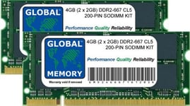 4GB (2 x 2GB) DDR2 667MHz PC2-5300 200-PIN SODIMM MEMORY RAM KIT FOR MACBOOK (LATE 2006 - MID/LATE 2007 - EARLY/LATE 2008 - EARLY 2009) & MACBOOK PRO (LATE 2006 - MID/LATE 2007 - EARLY 2008)