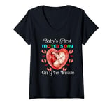 Womens Baby's First Mother's Day On The Inside for expectant mother V-Neck T-Shirt