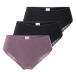 Schiesser Kalsonger 3P Modern Brazillian Slips Lila/Svart bomull 36 Herr