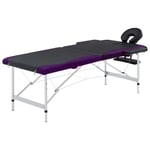 vidaXL Hopfällbar massagebänk 2 sektioner aluminium svart och lila 110231