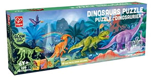 Hape Puzzle Dinosaures Phosphorescent XXL - Puzzle 200 Pièces pour Enfant 6 ans et Plus - 150 cm Assemblé - Découverte du Monde Jurassique Garçon et Fille - 200 Pièces 1:1, 10 Cartes Découverte
